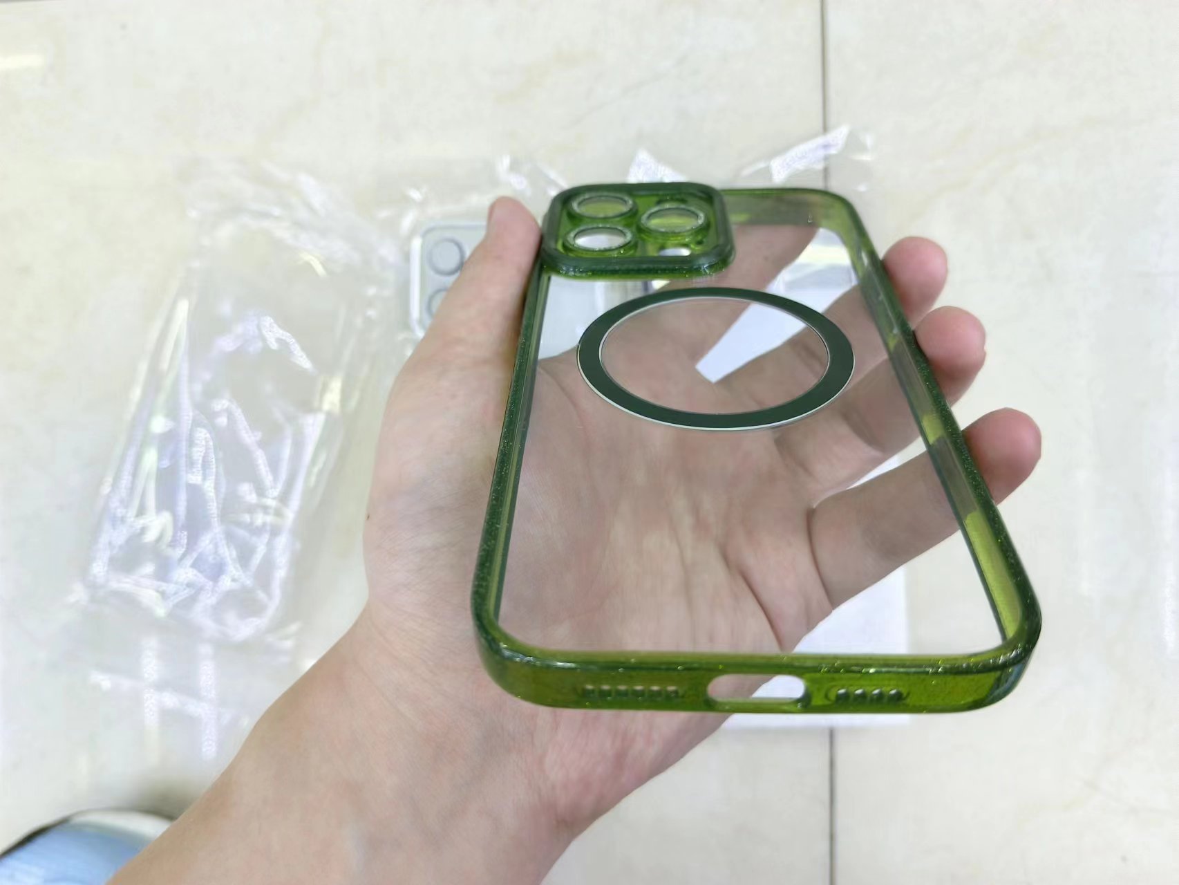 亚克力闪粉镜头框加边框磁吸手机壳带镜头膜详情8