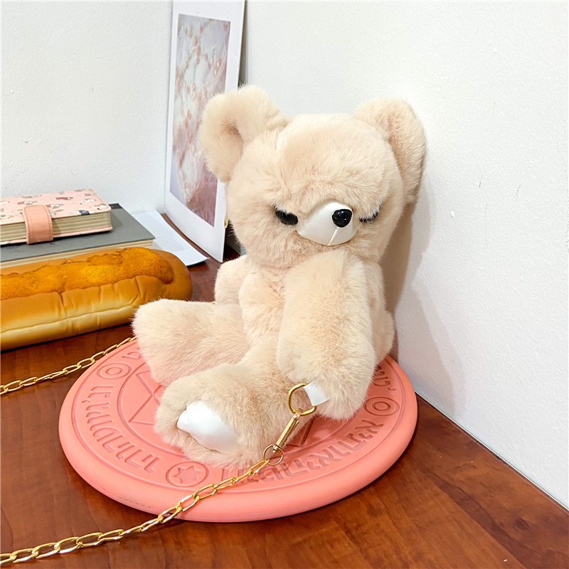 Bolsa de peluche cute bear crossbody bag 2023 nuevo estilo japonés y coreano caricatura pequeña bolsa de peluche con oso bolsa de peluche al por mayor bolsa de peluche cute bear crossbody bag 2023 nuevo estilo japonés y coreano caricatura pequeña bolsa de peluche con oso detail image 9