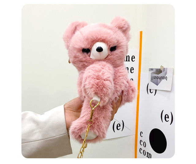 Bolsa de peluche cute bear crossbody bag 2023 nuevo estilo japonés y coreano caricatura pequeña bolsa de peluche con oso bolsa de peluche al por mayor bolsa de peluche cute bear crossbody bag 2023 nuevo estilo japonés y coreano caricatura pequeña bolsa de peluche con oso detail image 3