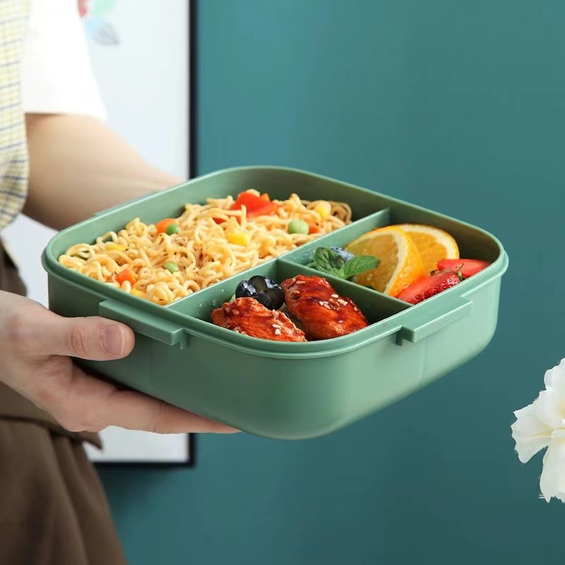 INS日式学生饭盒 上班族便携可微波炉加热便当盒密封带餐具午餐盒详情图3
