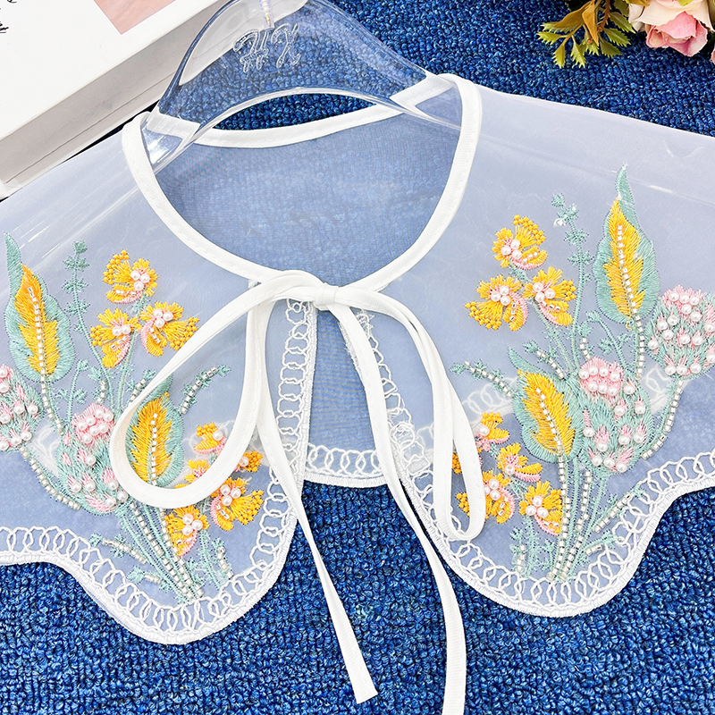 Pearl, beaded, embroidered, lace, women's clothing, versatile sweaters, shirts, collars, clothing accessories, accessories Specification image