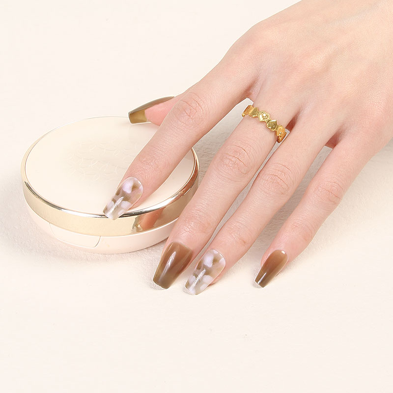 24 Pieces Wear Nail New Coffee Color Nail Short Ballet Advanced Nail Ins Style Europe And The United States Hot Sales details Picture