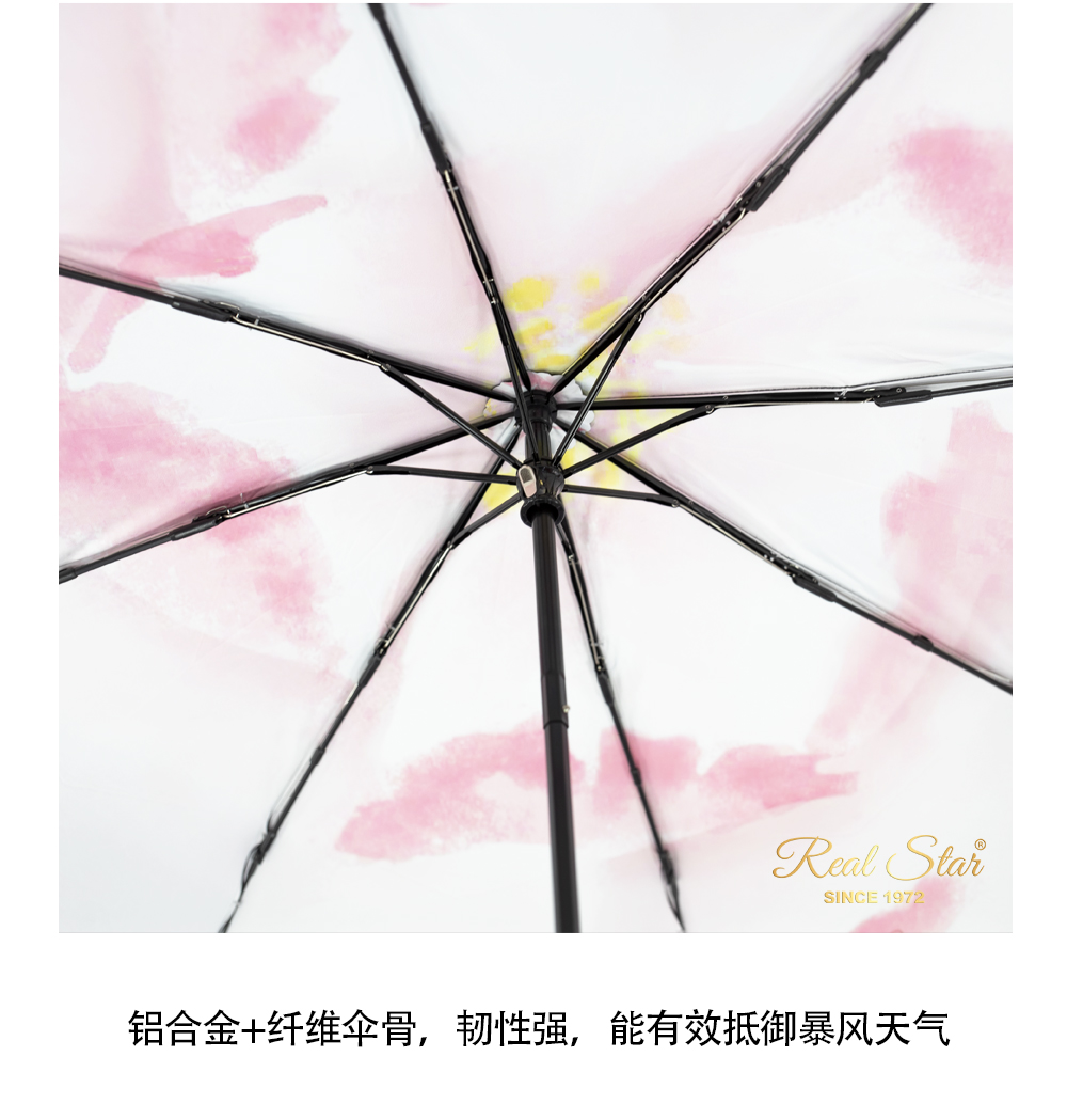 星宝伞国潮3225珠蕊夫人雨伞三折小清新雨伞晴雨2用三折开收雨伞折叠雨伞批发详情15