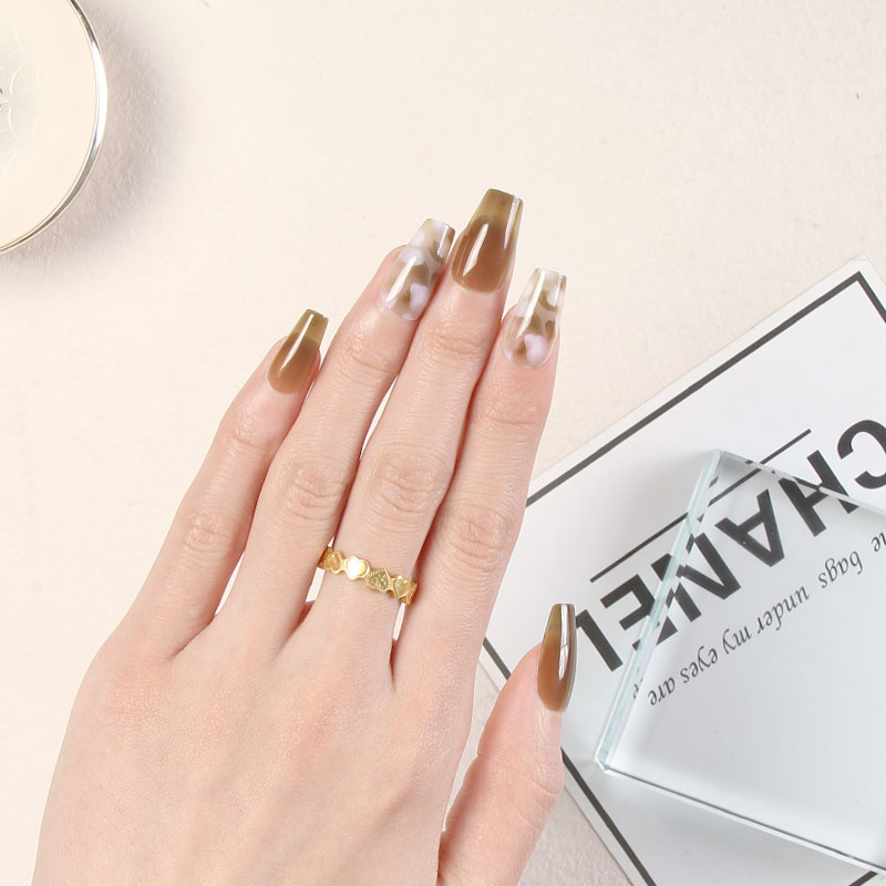 24 Pieces Wear Nail New Coffee Color Nail Short Ballet Advanced Nail Ins Style Europe And The United States Hot Sales Specification drawing