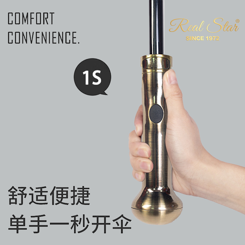 1920 Straight Handle Golf Umbrella 8-Bone Led Light Umbrella Super Wind Resistance Zinc Alloy Handle Men's Business Umbrella Wholesale Item Picture