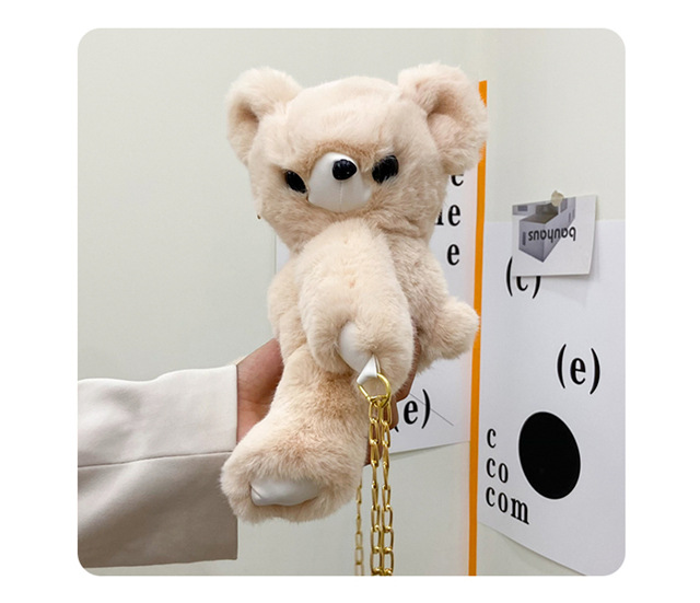 Bolsa de peluche cute bear crossbody bag 2023 nuevo estilo japonés y coreano caricatura pequeña bolsa de peluche con oso bolsa de peluche al por mayor bolsa de peluche cute bear crossbody bag 2023 nuevo estilo japonés y coreano caricatura pequeña bolsa de peluche con oso Specification image