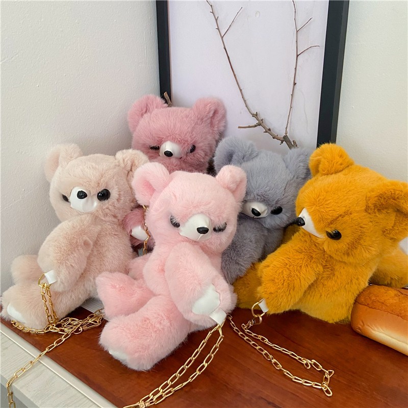 Bolsa de peluche cute bear crossbody bag 2023 nuevo estilo japonés y coreano caricatura pequeña bolsa de peluche con oso bolsa de peluche al por mayor bolsa de peluche cute bear crossbody bag 2023 nuevo estilo japonés y coreano caricatura pequeña bolsa de peluche con oso detail image 10