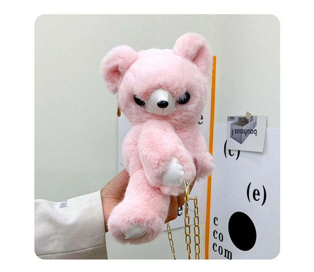 Bolsa de peluche cute bear crossbody bag 2023 nuevo estilo japonés y coreano caricatura pequeña bolsa de peluche con oso bolsa de peluche al por mayor bolsa de peluche cute bear crossbody bag 2023 nuevo estilo japonés y coreano caricatura pequeña bolsa de peluche con oso detail image 7