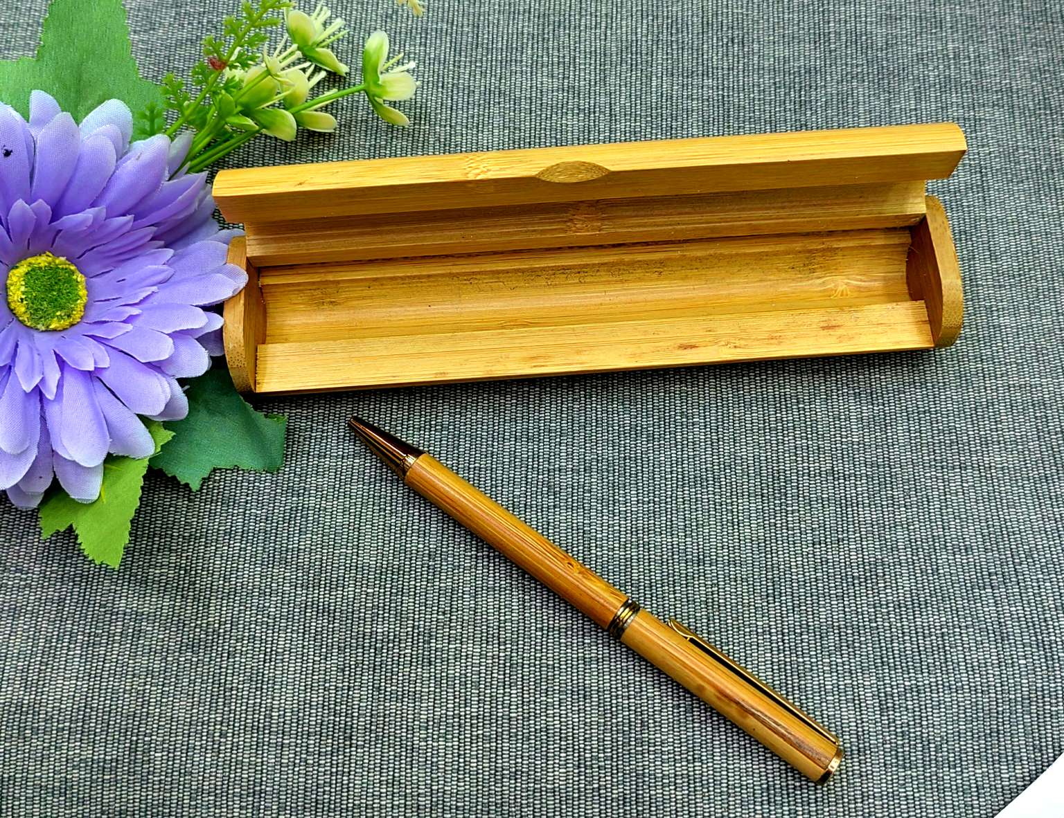 厂家直销竹子笔盒竹木对笔盒商务礼品对笔水性签字笔中性宝珠笔 详情图3