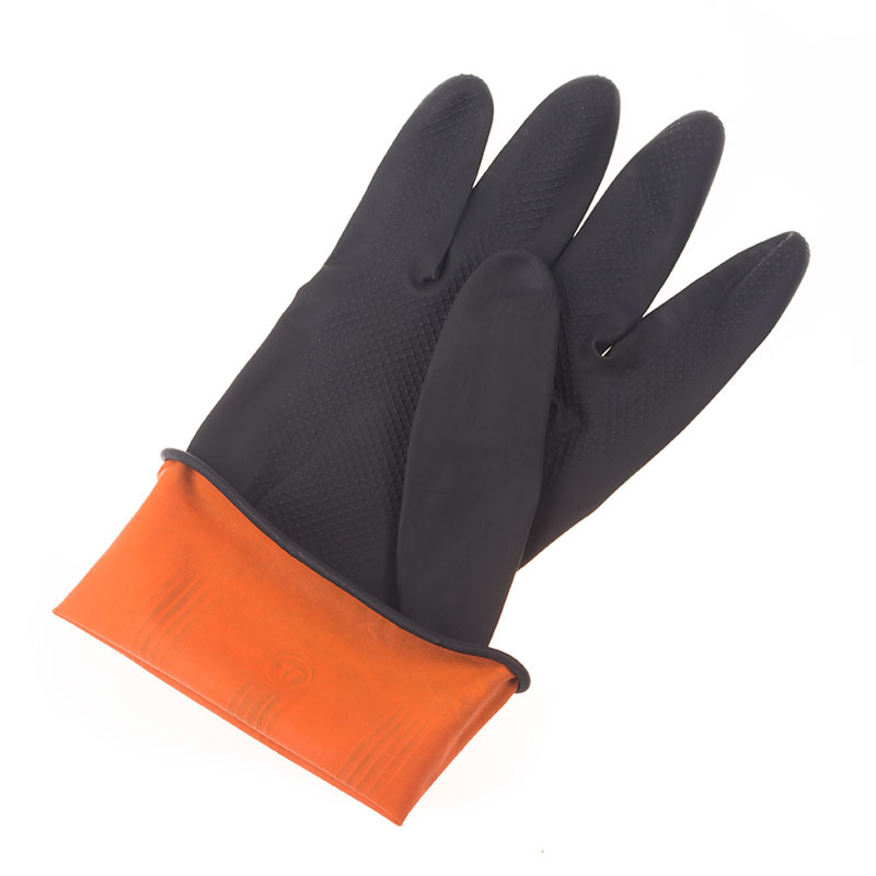 黑色工业手套劳保防护工厂批发耐酸碱乳胶家用清洁橡胶手套详情图2