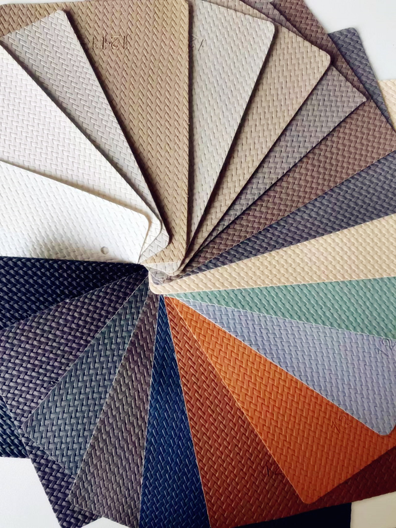 Plain woven texture PVC leather in stock, waterproof and scratch-resistant sofa seats, soft and hard packaging, car interior decoration leather 6 details Picture