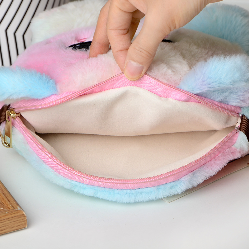 New fashionable autumn and winter cat bag, plush cat bag, single-shoulder crossbody bag, female student backpack detail image 6