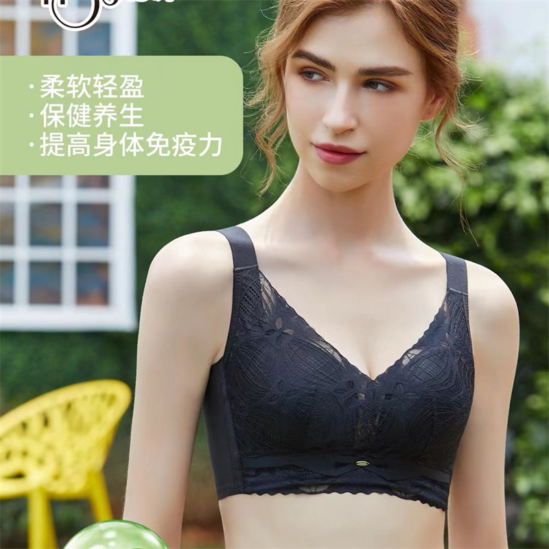 2023 Autumn And Winter New Fashion Lace Bra Cotton Inner Skin-Friendly Comfortable Collection Of Complementary Milk Adjustment Underwear details Picture