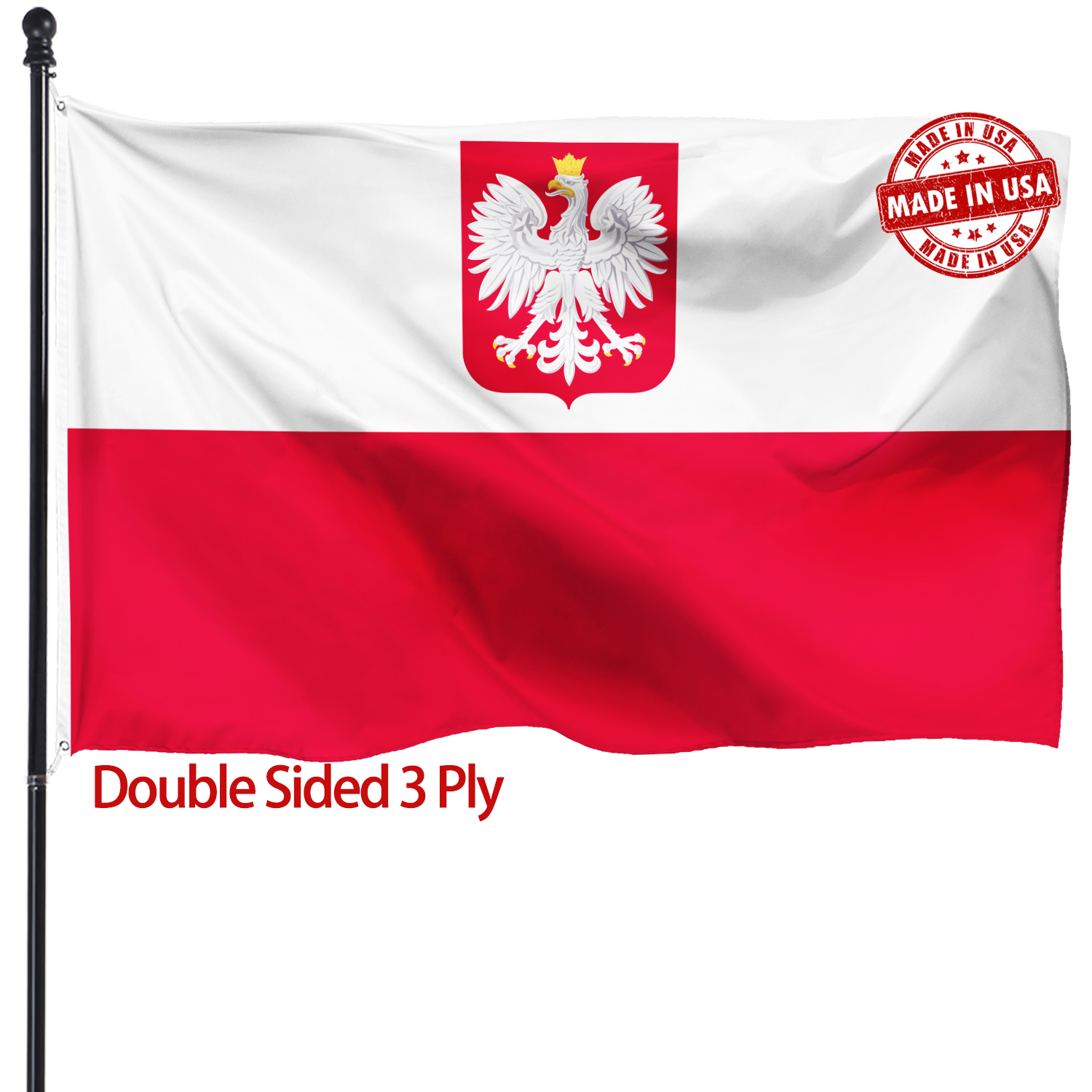 波兰旗帜 3x5 厚重 亚马逊专供