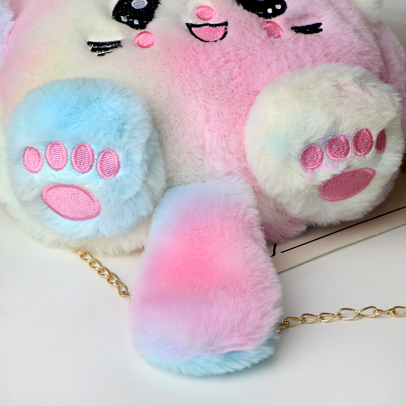 New fashionable autumn and winter cat bag, plush cat bag, single-shoulder crossbody bag, female student backpack detail image 2