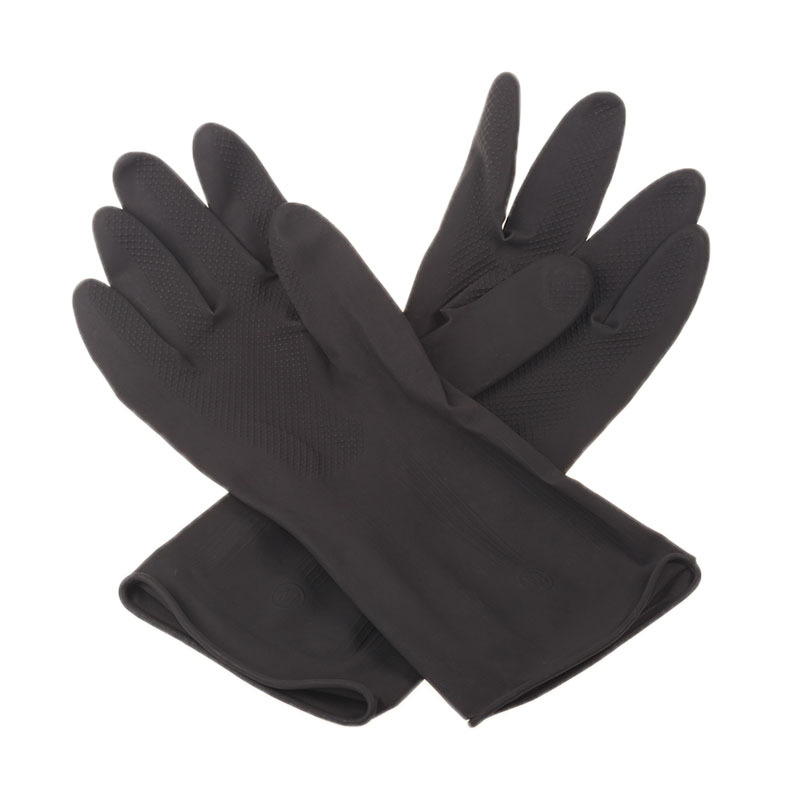 黑色工业手套劳保防护工厂批发耐酸碱乳胶家用清洁橡胶手套详情图4