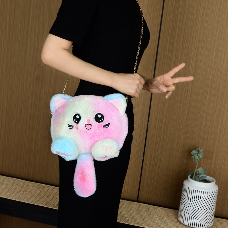 New fashionable autumn and winter cat bag, plush cat bag, single-shoulder crossbody bag, female student backpack detail image 18