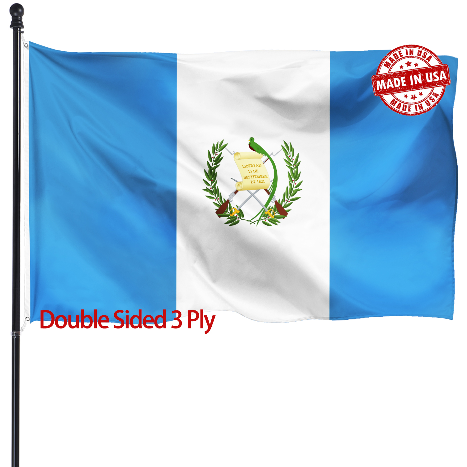 危地马拉旗帜 3x5 厚重 亚马逊专供