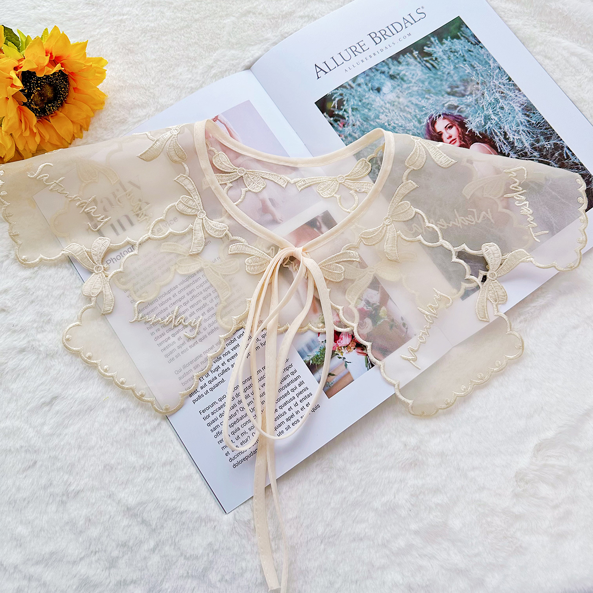 Embroidered lace women's collars, clothing accessories, decorative shirts, sweaters, versatile collars Specification image