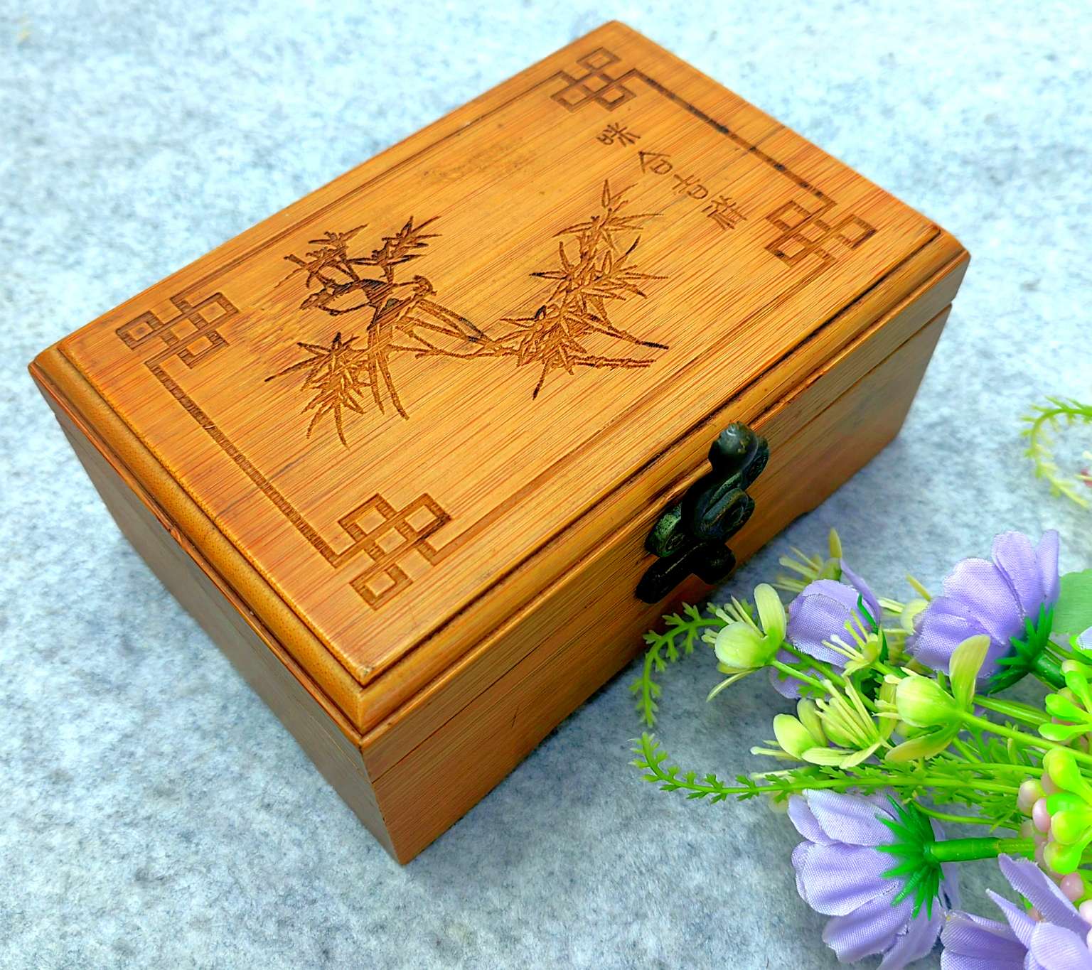 【捷豪竹木】竹制公主首饰盒工艺品大号双层升级金银化妆木质收藏小号收纳盒子详情6