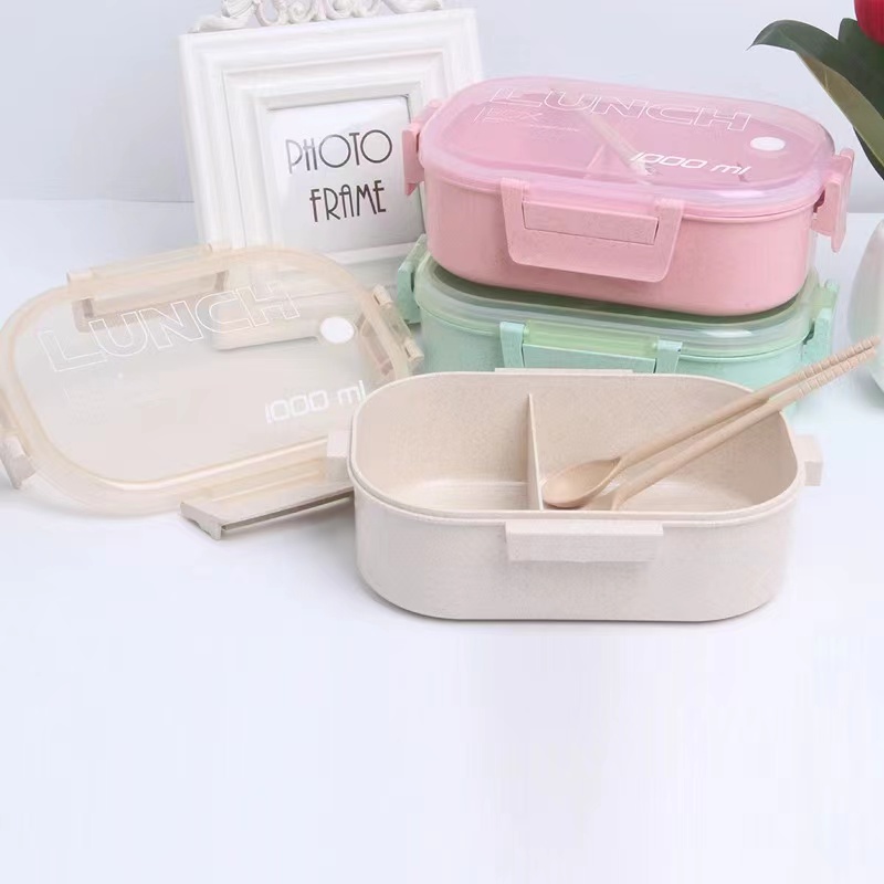 日式分格小麦桔秆饭盒可微波加热上班族便当盒保鲜饭盒详情图4