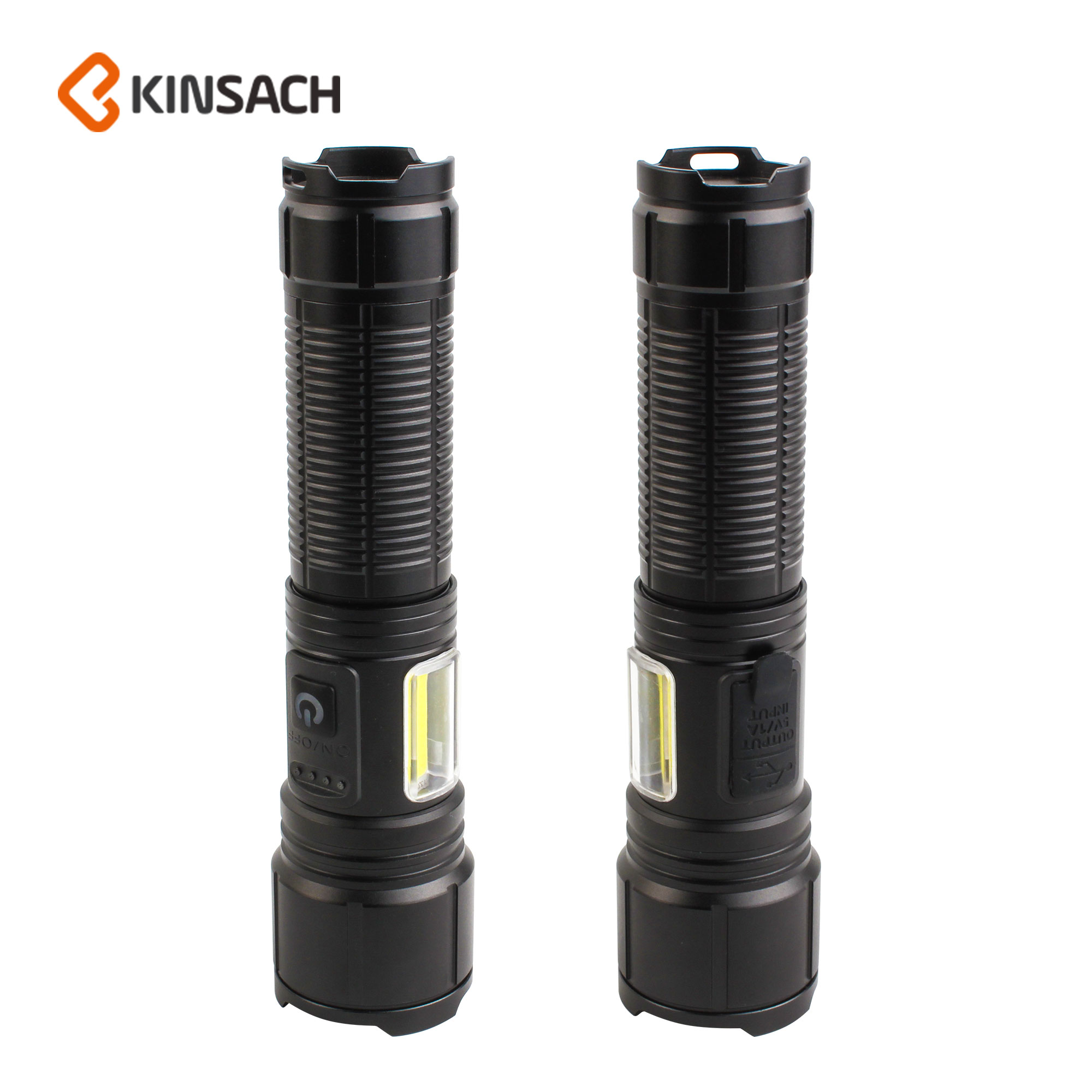 Flashlight zoom power display USB charging flashlight