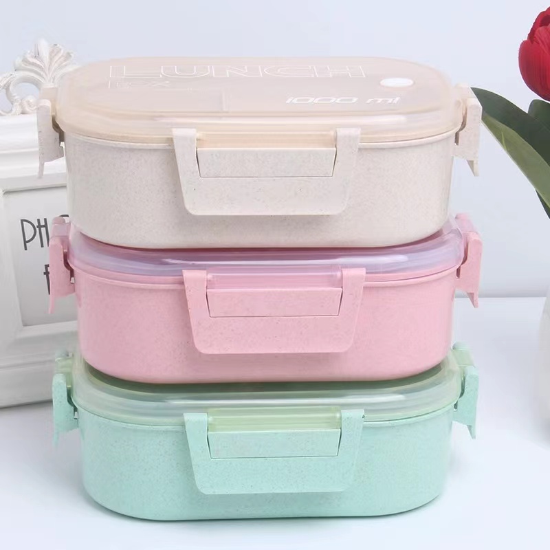 日式分格小麦桔秆饭盒可微波加热上班族便当盒保鲜饭盒详情图2