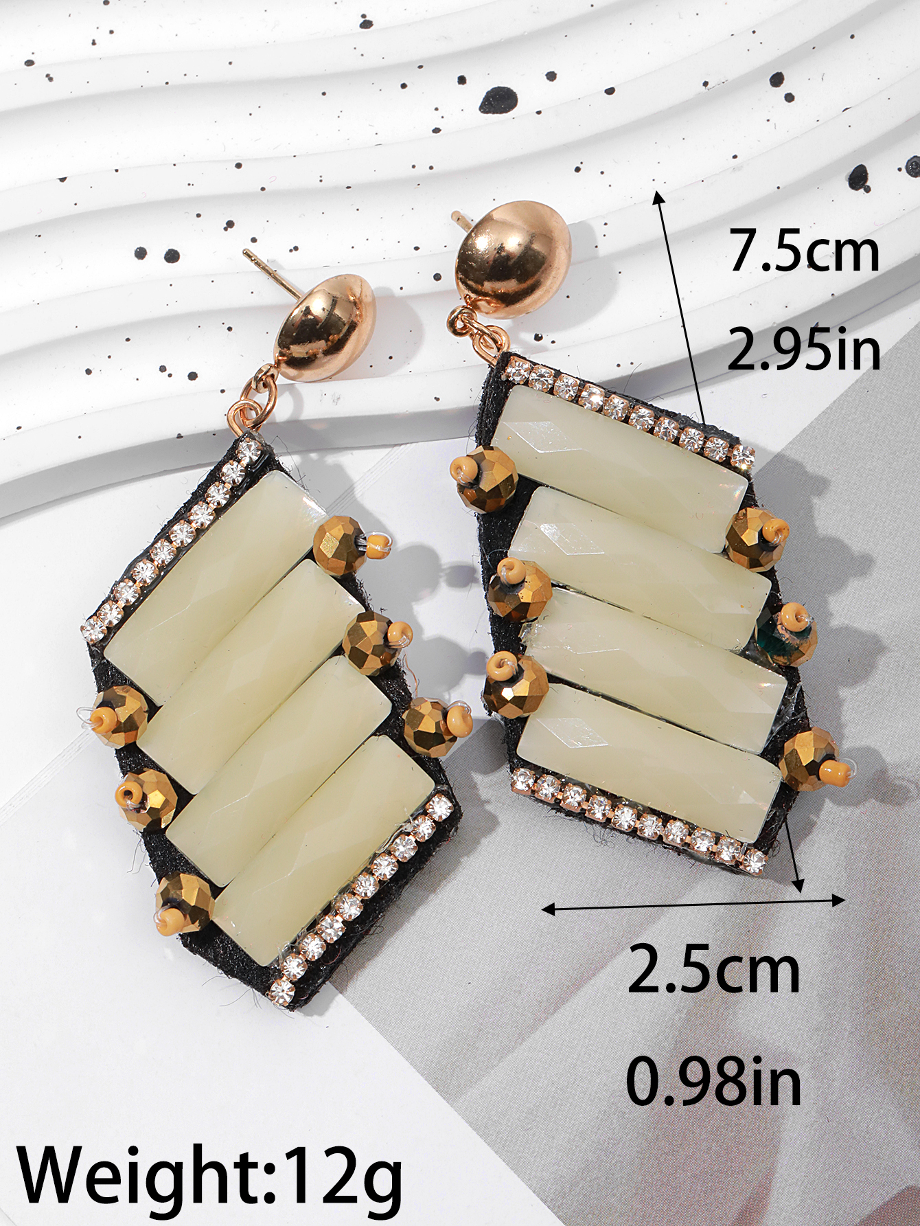 Europe and the United States fashion rectangular earrings Bohemia diamond temperament high-grade sense earrings