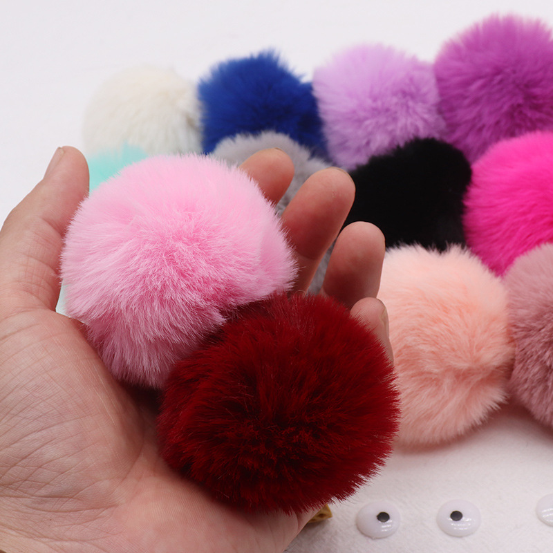 秋冬仿獭兔毛球钥匙扣 时尚女士包包挂件毛绒汽车钥匙扣挂饰批发4cm毛球挂件详情图7