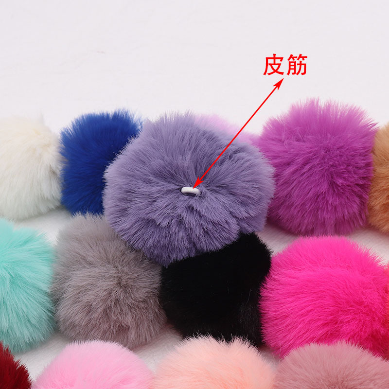 秋冬仿獭兔毛球钥匙扣 时尚女士包包挂件毛绒汽车钥匙扣挂饰批发4cm毛球挂件详情图4
