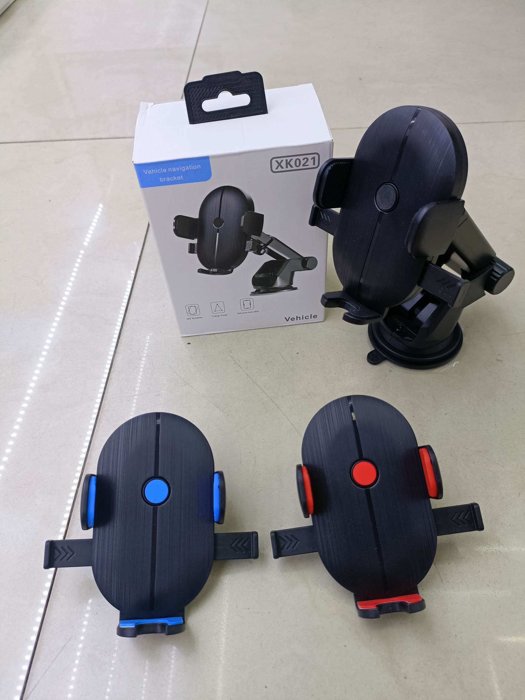 拉丝纹自动锁夹头配伸缩吸盘支架车载手机支架