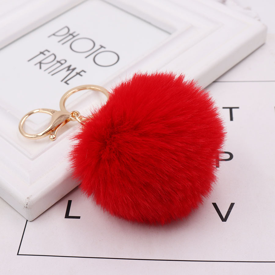 秋冬仿獭兔毛球钥匙扣 时尚女士包包挂件毛绒汽车钥匙扣挂饰批发4cm毛球挂件详情图19
