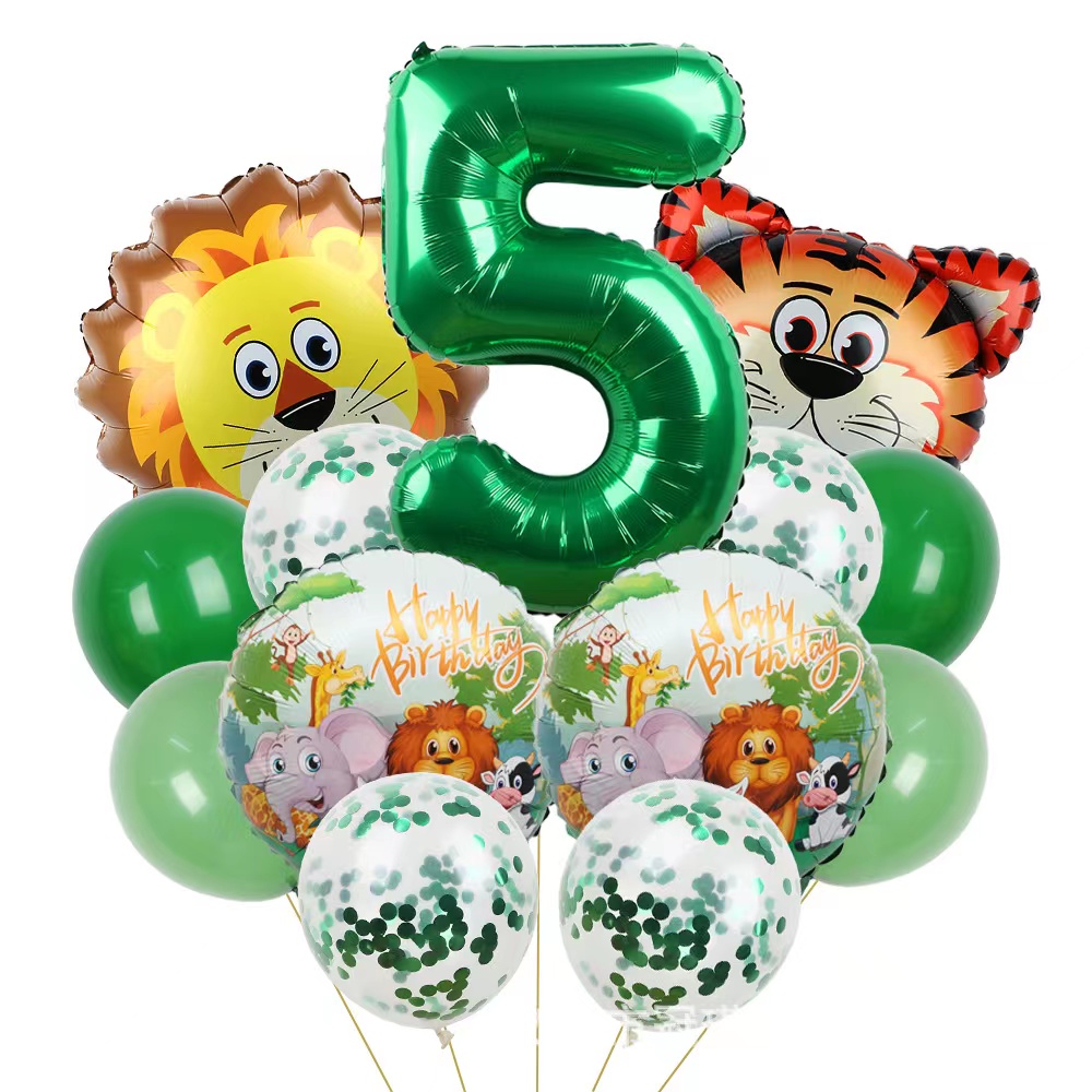 Animal World Decor Animal themed Green birthday party decor set Balloon set thumbnail