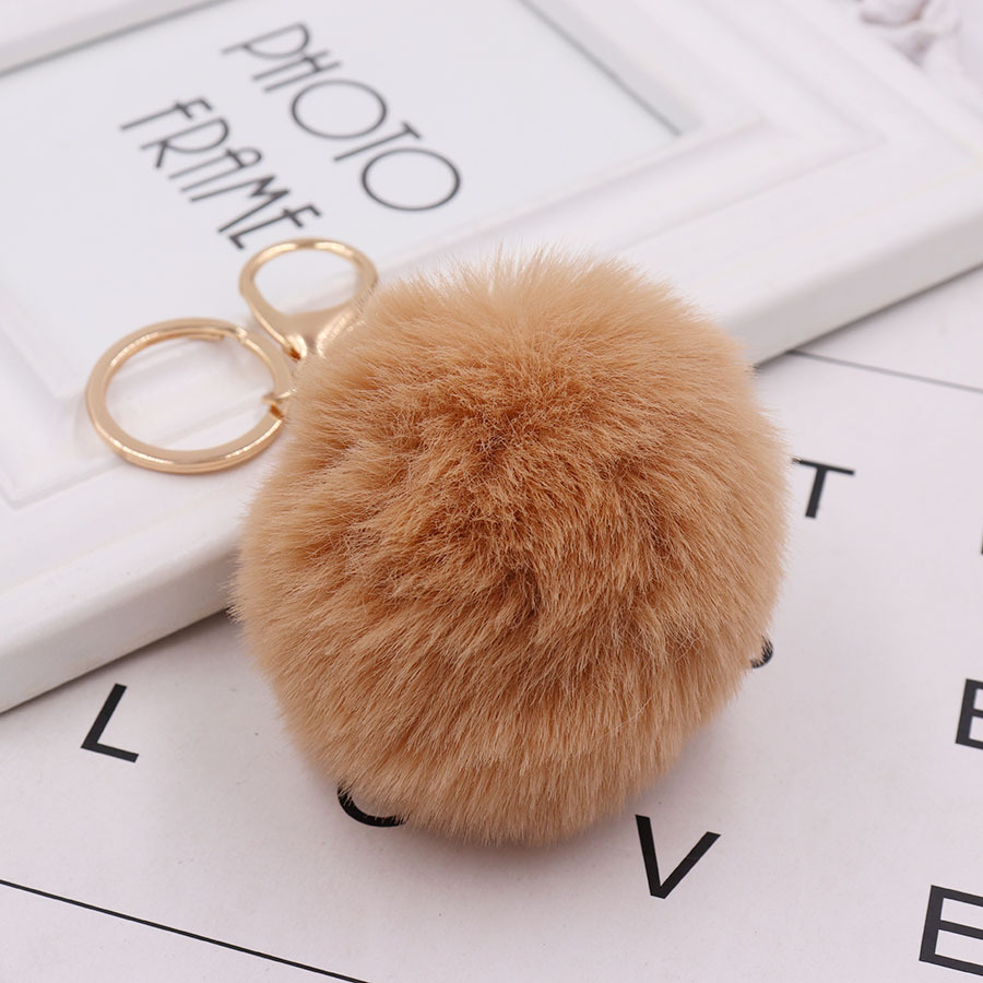 秋冬仿獭兔毛球钥匙扣 时尚女士包包挂件毛绒汽车钥匙扣挂饰批发4cm毛球挂件详情图20