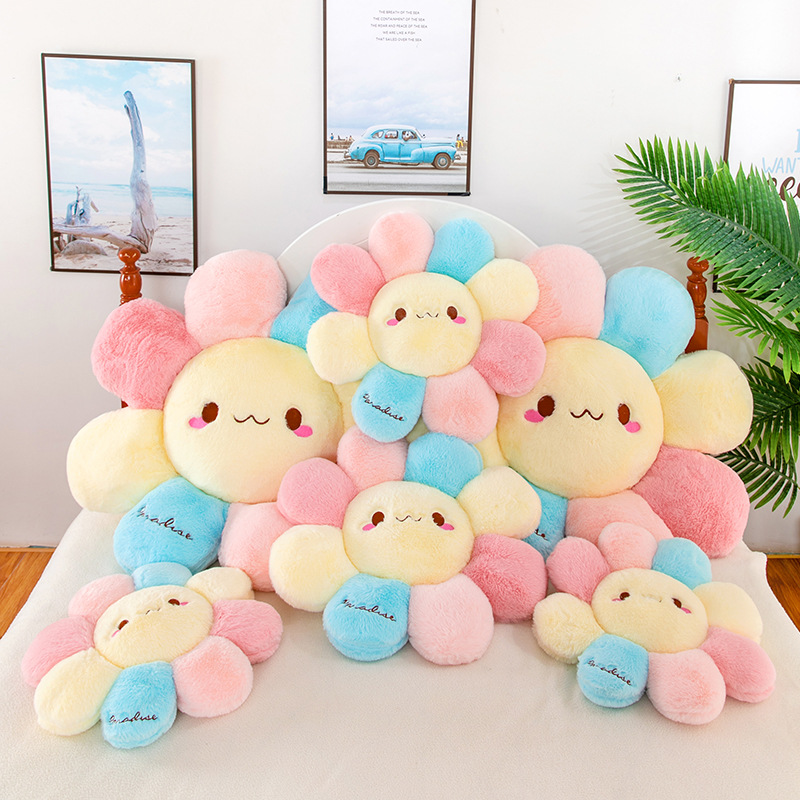 Wholesale of new colorful sunflower plush toys, cute cartoon creative throw pillows and multi-sized flower cushions from the manufacturer details Picture