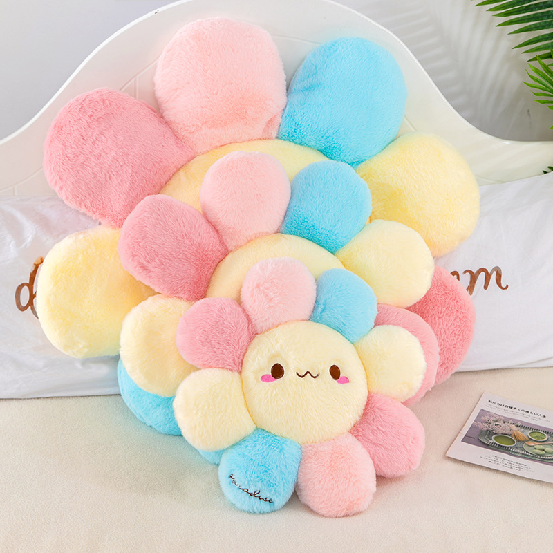 Wholesale of new colorful sunflower plush toys, cute cartoon creative throw pillows and multi-sized flower cushions from the manufacturer