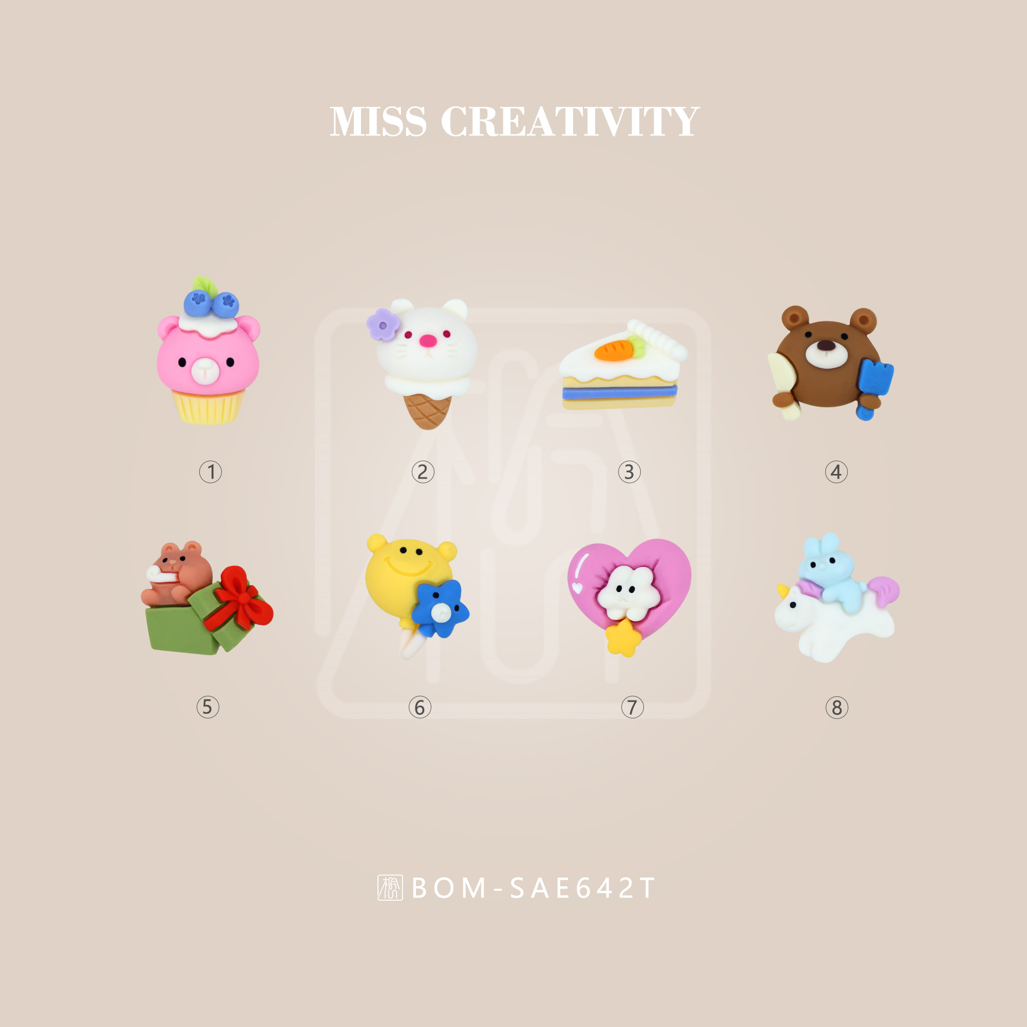 Miss Resin DIY Bear Food Play Resin Accessories Children's Bracelet Ring Bracelet Accessories Creative Accessories ae642