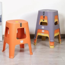 北欧简约皮面木纹凳塑料凳子加厚成人家用客厅卧室餐桌椅子可叠放
