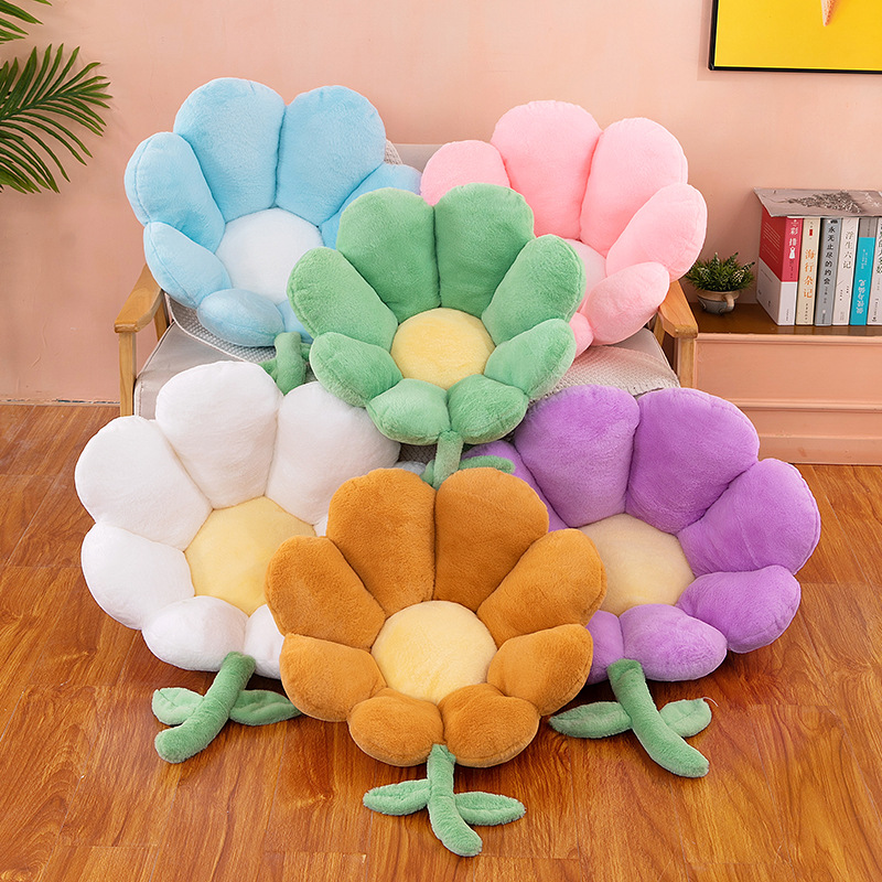Rabbit hair flower seat cushion wholesale plush toy petal sofa seat cushion plush comfortable office chair cushion