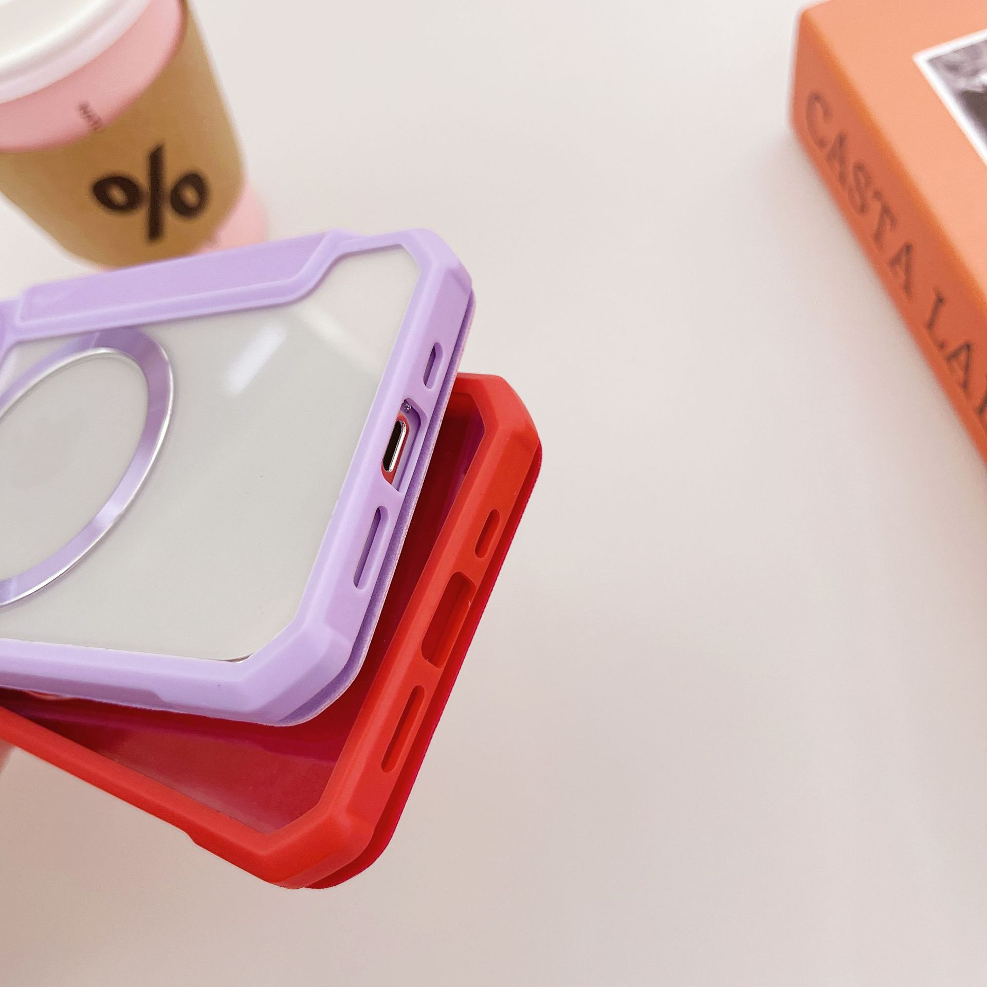 手机皮套多彩CD纹磁吸圈商务皮套插卡PC壳详情6