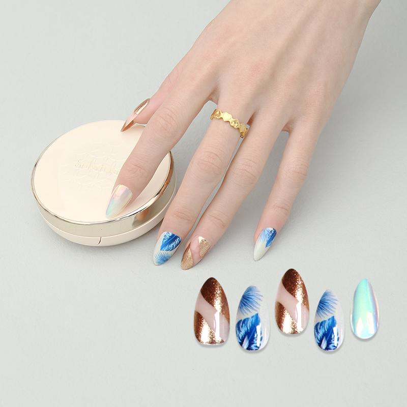 New Almond Nail 30 Piece Bag Kit Scale Polish Nail Haze Blue Advanced Sense Spot Sales In Europe And The United States Hot Instagram Burst Specification drawing