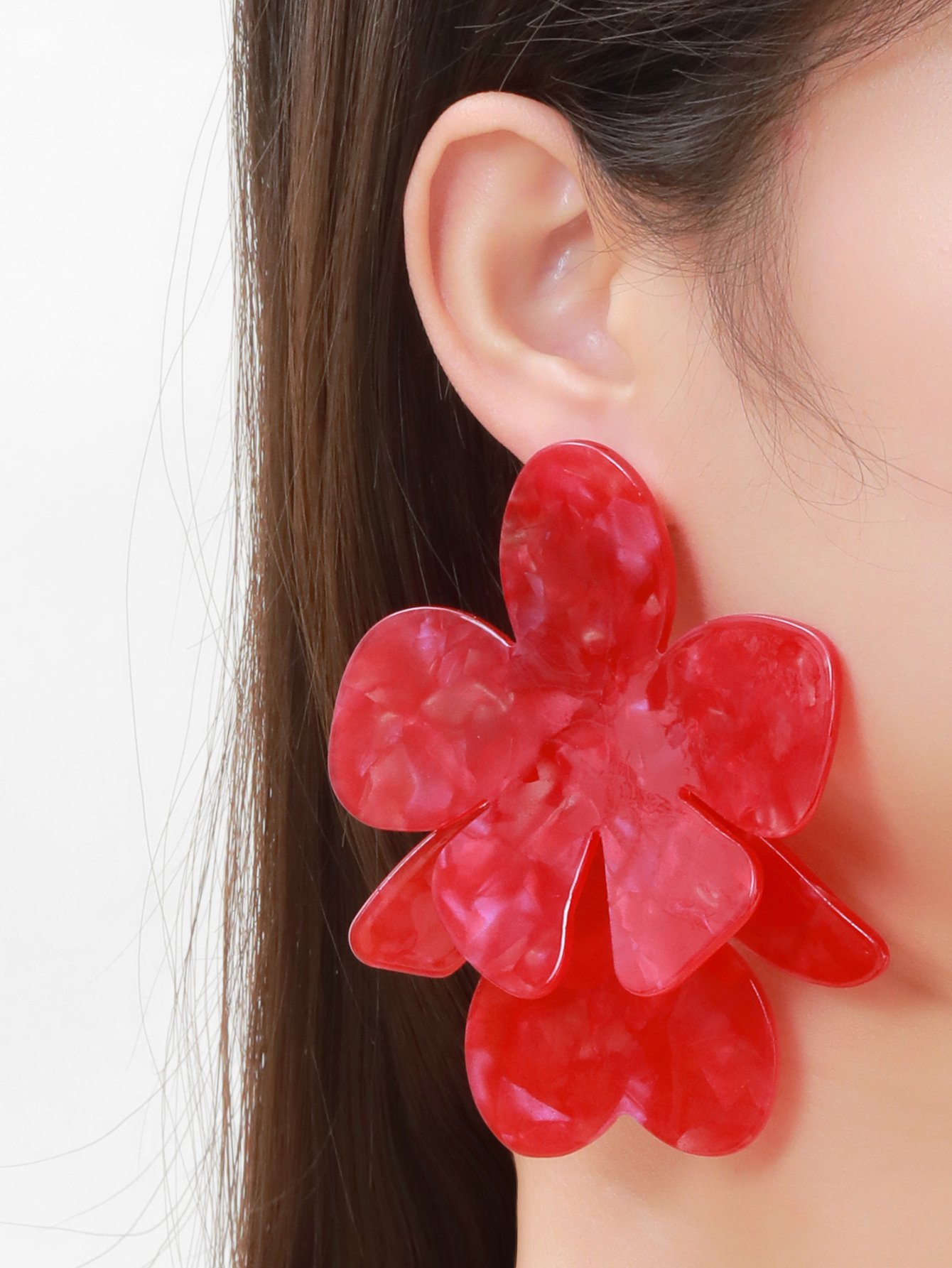 Summer new acetic acid board earrings, floral earrings, and exaggerated European and American board stud earrings for girls details Picture