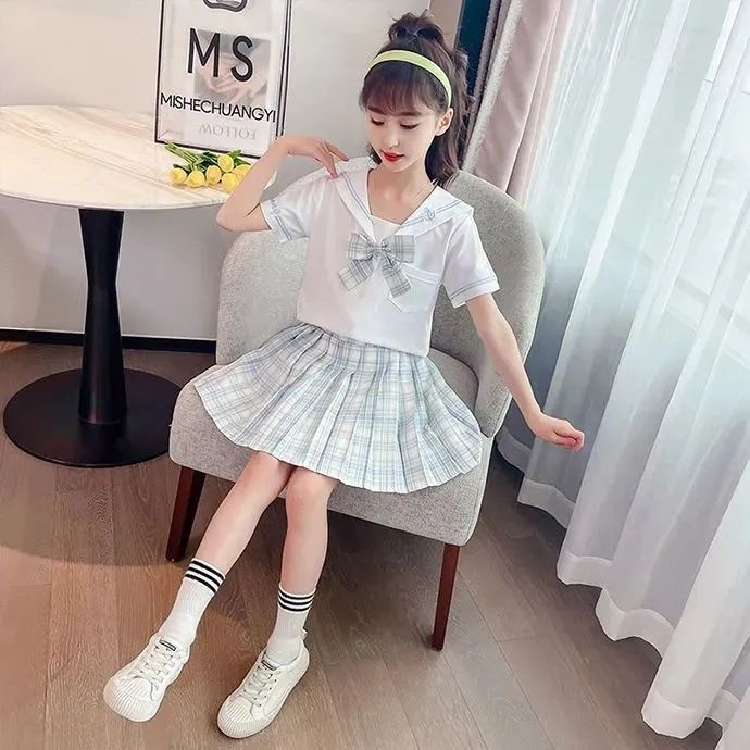 Children's Uniforms 2023 Summer Preppy Girls' Uniform Set Skirt Primary School Children's Summer Fashion Item Picture