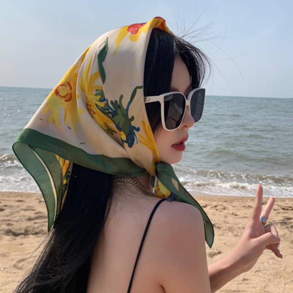 The scarf and silk scarf are large