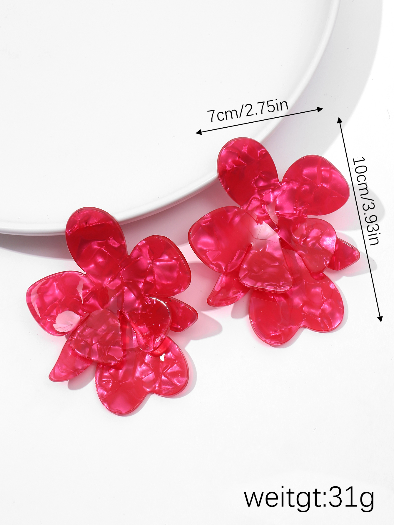 Summer new acetic acid board earrings, floral earrings, and exaggerated European and American board stud earrings for girls Item Picture