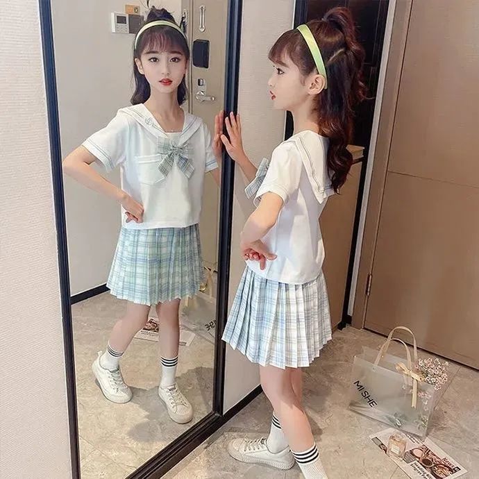 Children's Uniforms 2023 Summer Preppy Girls' Uniform Set Skirt Primary School Children's Summer Fashion Application Scenario