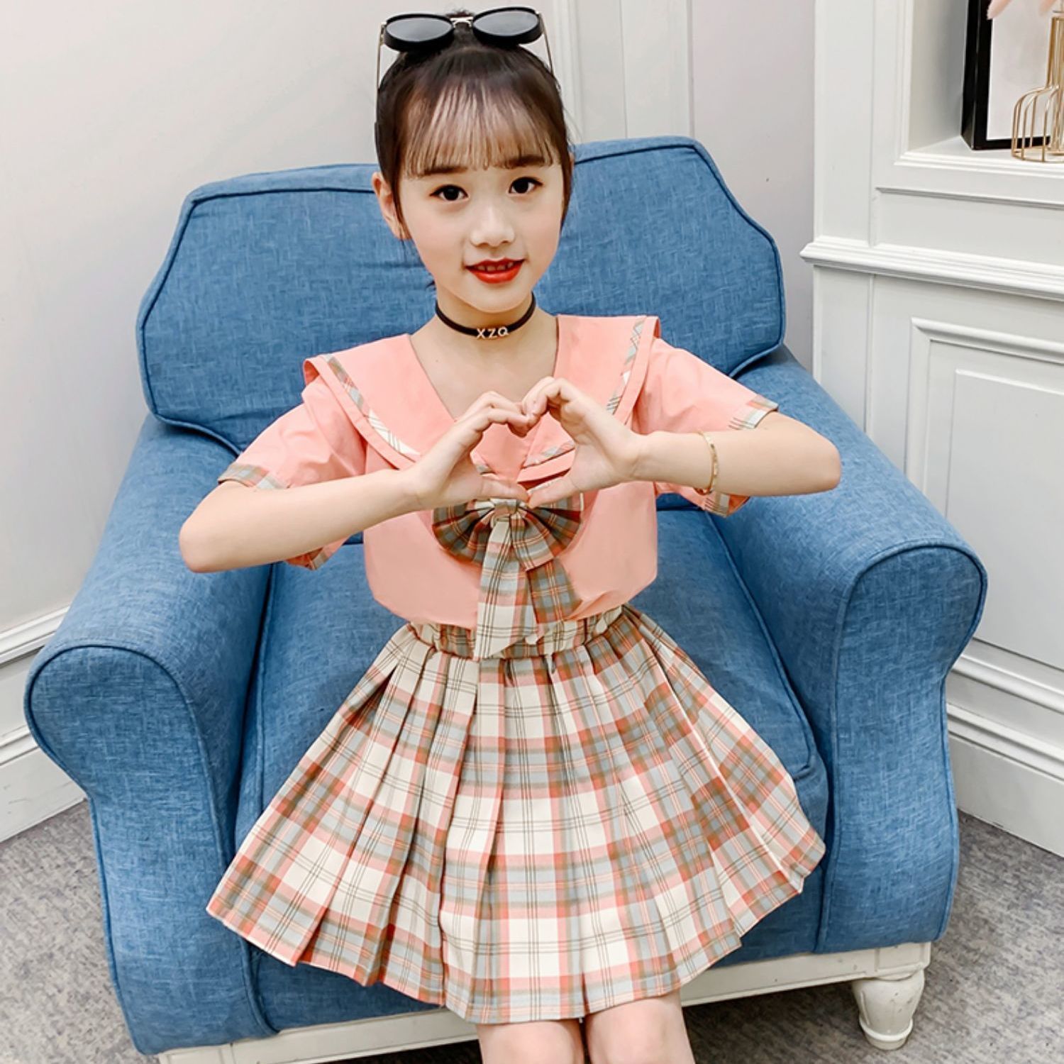 Children's Jk Uniform 2023 Summer Preppy Girls' Uniform Set Skirt Primary School Children's Summer Fashion Trend