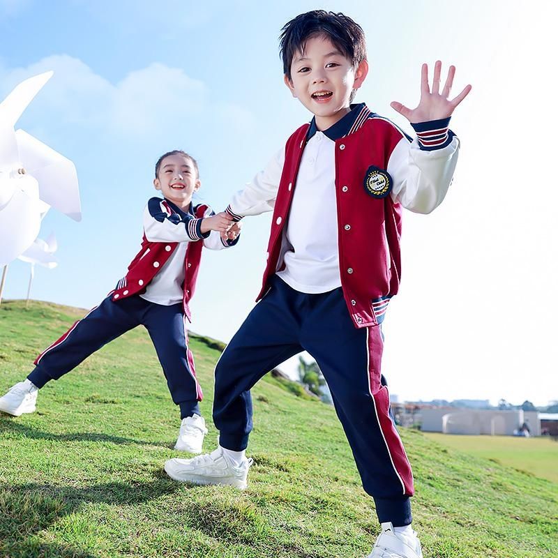 Kindergarten Dress Spring And Autumn Dress British Style School Uniform, Primary School Class Dress, Children's Sports Baseball Suit Two Sets details Picture