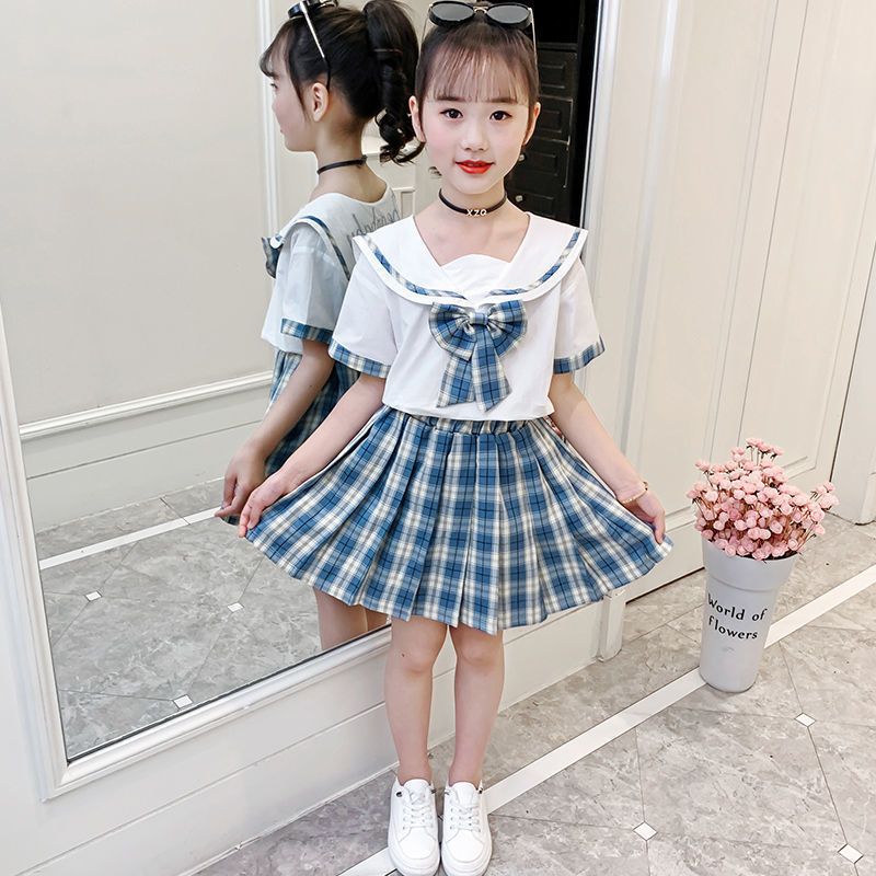 Children's Jk Uniform 2023 Summer Preppy Girls' Uniform Set Skirt Primary School Children's Summer Fashion Trend Application Scenario