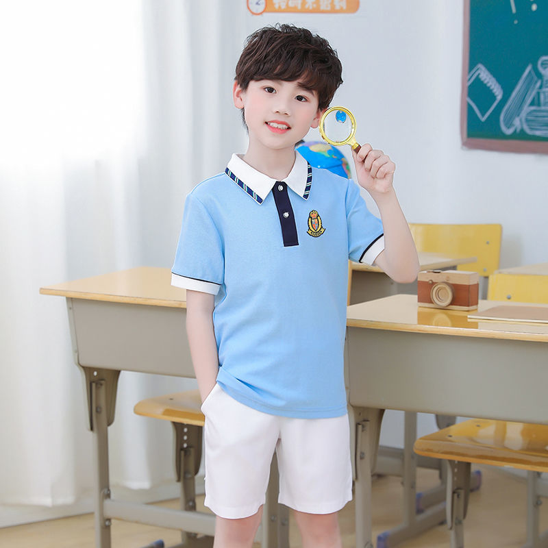 校服套装小学生夏季短袖纯棉中学生学院风毕业班服儿童幼儿园园服